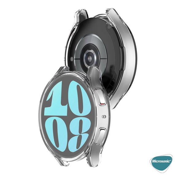 Microsonic Samsung Galaxy Watch 6 40mm Kılıf Ekranı Tam Kaplayan 360 Full Round Soft Silicone Şeffaf 3