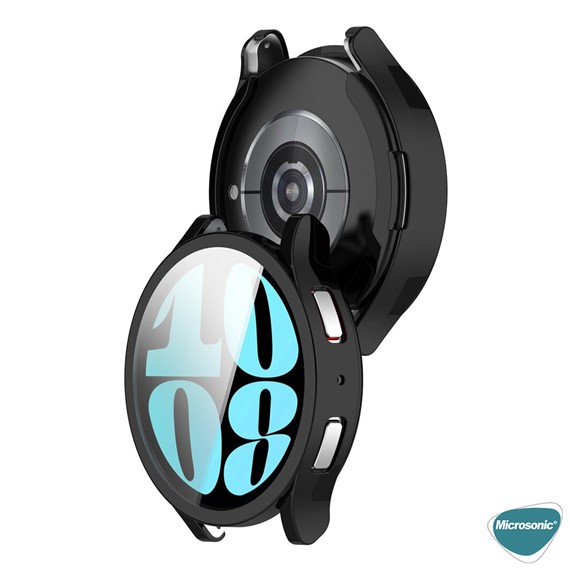 Microsonic Samsung Galaxy Watch 6 40mm Kılıf Ekranı Tam Kaplayan 360 Full Round Soft Silicone Siyah 3