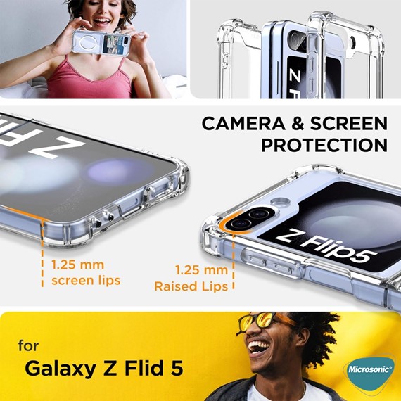 Microsonic Samsung Galaxy Z Flip 5 Kılıf MagSafe Clear Soft Şeffaf 2