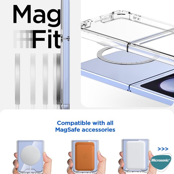 Microsonic Samsung Galaxy Z Flip 5 Kılıf MagSafe Clear Soft Şeffaf 5