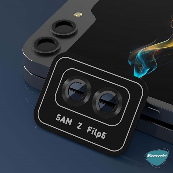 Microsonic Samsung Galaxy Z Flip 5 Tekli Kamera Lens Koruma Camı Siyah 7