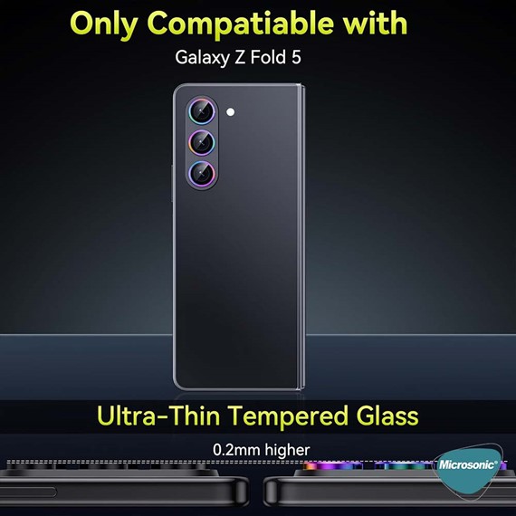 Microsonic Samsung Galaxy Z Fold 5 Tekli Kamera Lens Koruma Camı Renkli 4