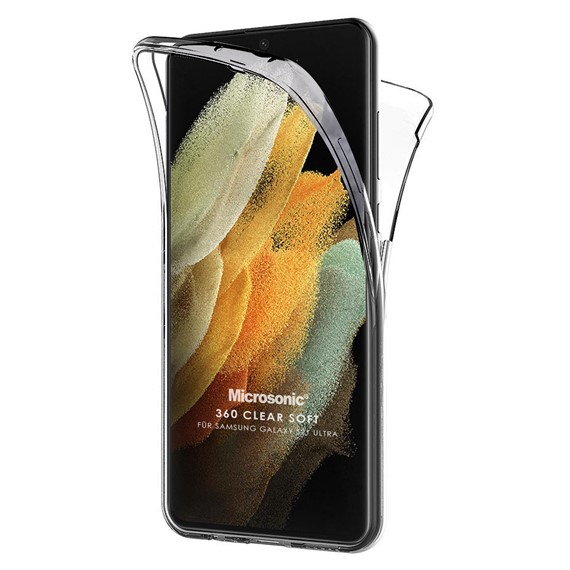 Microsonic Samsung Galaxy S21 Ultra Kılıf 6 Tarafı Tam Full Koruma 360 Clear Soft Şeffaf 1