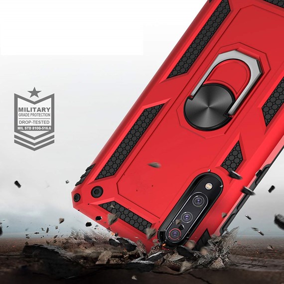 Microsonic Xiaomi Mi 9 Kılıf Military Ring Holder Kırmızı 3