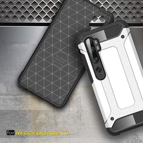 Microsonic Xiaomi Mi Note 10 Kılıf Rugged Armor Gümüş 5