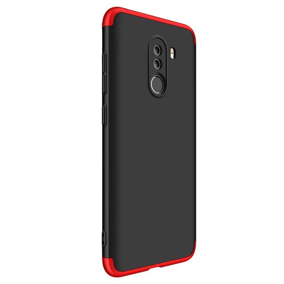 Microsonic Xiaomi Pocophone F1 Kılıf Double Dip 360 Protective Siyah Kırmızı 2