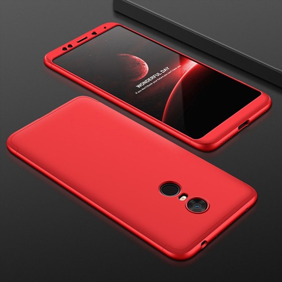 Microsonic Xiaomi Redmi 5 Kılıf Double Dip 360 Protective Kırmızı 3