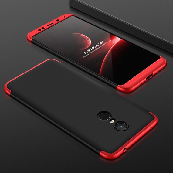 Microsonic Xiaomi Redmi 5 Plus Kılıf Double Dip 360 Protective Siyah Kırmızı 3