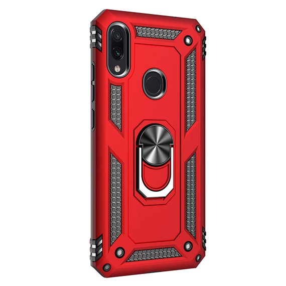 Microsonic Xiaomi Redmi 7 Kılıf Military Ring Holder Kırmızı 2