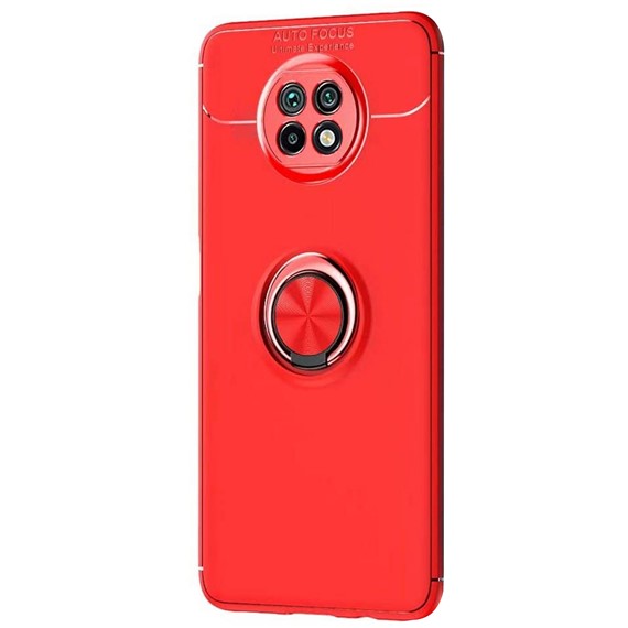 Microsonic Xiaomi Redmi Note 9T Kılıf Kickstand Ring Holder Kırmızı 2
