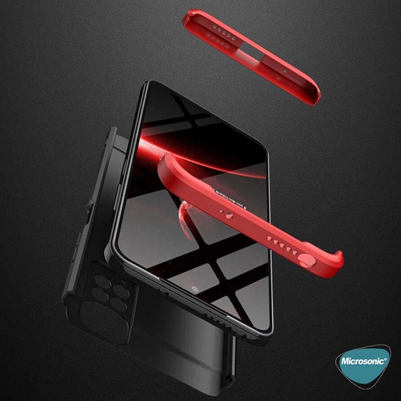 Microsonic Xiaomi Redmi Note 11 Kılıf Double Dip 360 Protective Kırmızı 6