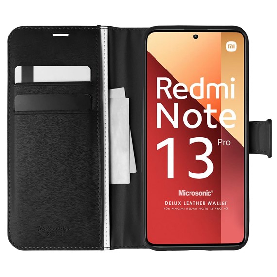 Microsonic Xiaomi Redmi Note 13 Pro 4G Kılıf Delux Leather Wallet Siyah 1