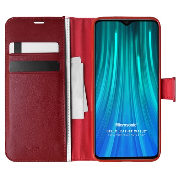 Microsonic Xiaomi Redmi Note 8 Pro Kılıf Delux Leather Wallet Kırmızı 1
