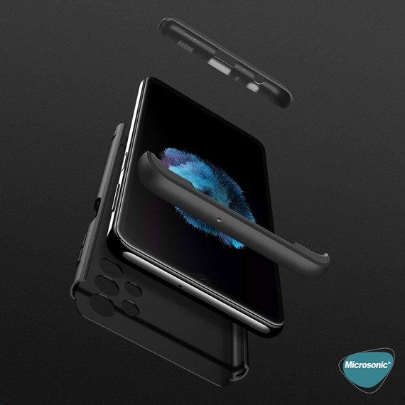 Microsonic Samsung Galaxy A32 4G Kılıf Double Dip 360 Protective Siyah Gri 3