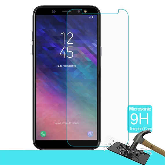 Microsonic Samsung Galaxy A6 Plus 2018 Temperli Cam Ekran koruyucu Kırılmaz film 1