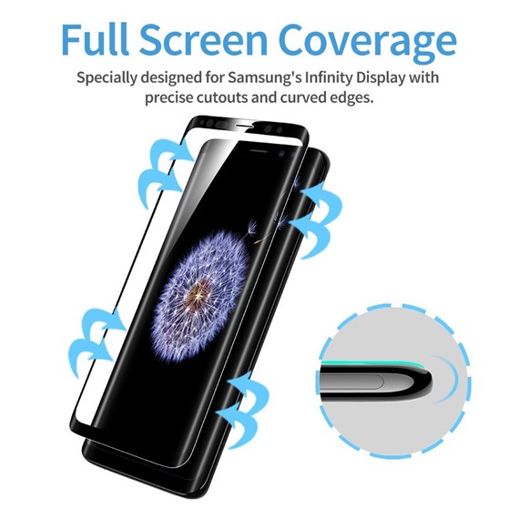 Microsonic Samsung Galaxy S9 Plus Tam Kaplayan Temperli Cam Ekran koruyucu Kırılmaz Film Siyah 3
