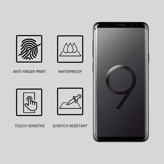 Microsonic Samsung Galaxy S9 Plus Tam Kaplayan Temperli Cam Ekran koruyucu Kırılmaz Film Siyah 5