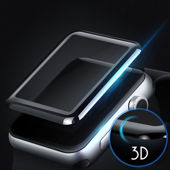 Microsonic Apple Watch Series 3 38mm 3D Kavisli Temperli Cam Full Ekran koruyucu Kırılmaz Film Siyah 2