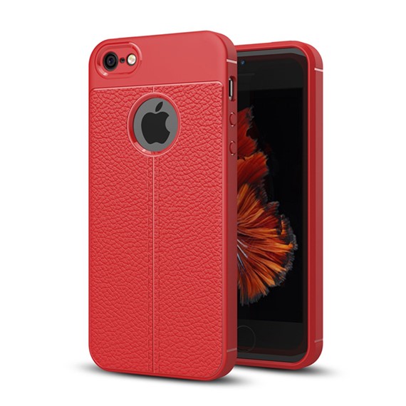 Microsonic Apple iPhone SE Kılıf Deri Dokulu Silikon Kırmızı 1