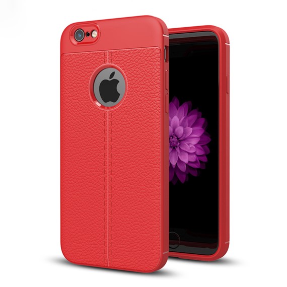 Microsonic Apple iPhone 6S Plus Kılıf Deri Dokulu Silikon Kırmızı 1