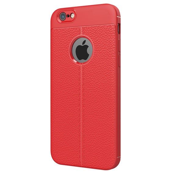 Microsonic Apple iPhone 6S Plus Kılıf Deri Dokulu Silikon Kırmızı 2