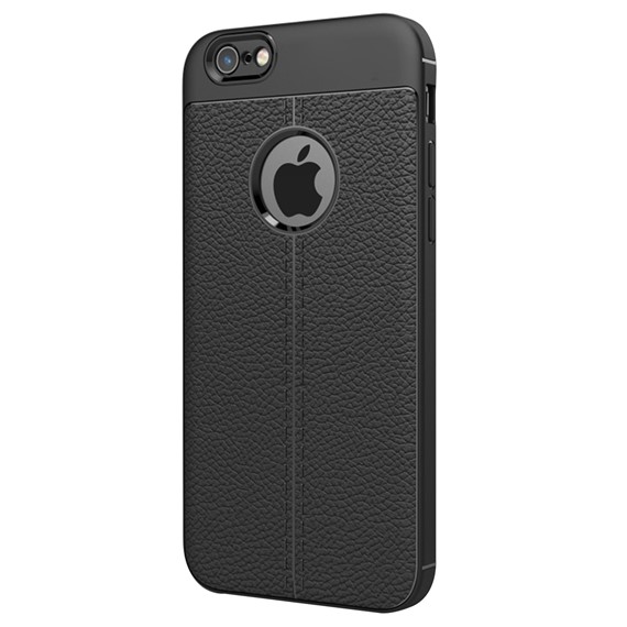 Microsonic Apple iPhone 6 Plus Kılıf Deri Dokulu Silikon Siyah 2