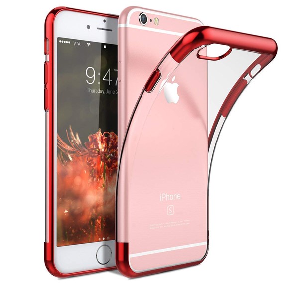 Microsonic Apple iPhone 6S Kılıf Skyfall Transparent Clear Kırmızı 1
