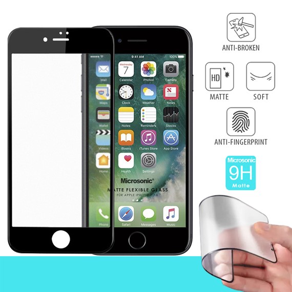 Microsonic Apple iPhone 8 Seramik Matte Flexible Ekran Koruyucu Siyah 1