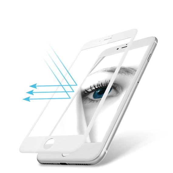 Microsonic iPhone 7 3D Kavisli Temperli Cam Full Ekran koruyucu Kırılmaz Film Beyaz 3