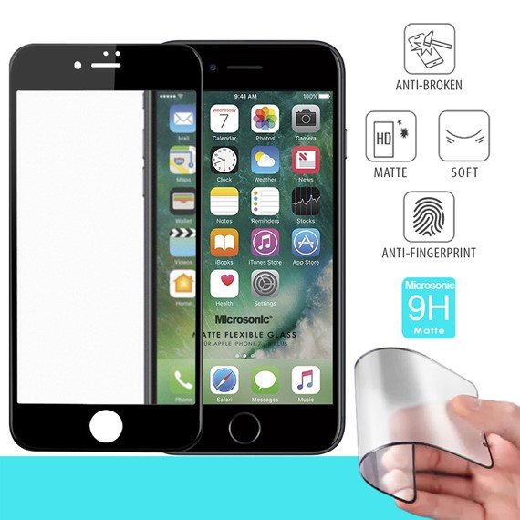 Microsonic Apple iPhone 8 Plus Seramik Matte Flexible Ekran Koruyucu Siyah 1