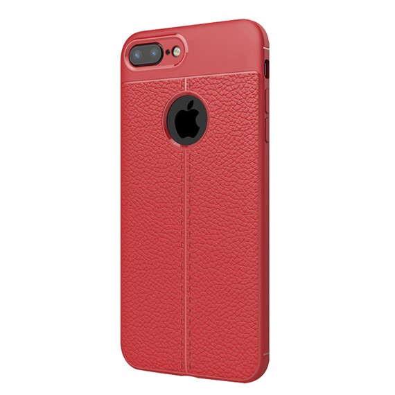 Microsonic Apple iPhone 7 Plus Kılıf Deri Dokulu Silikon Kırmızı 2
