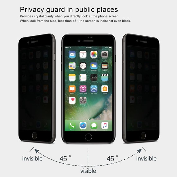 Microsonic Apple iPhone 7 Plus Privacy 5D Gizlilik Filtreli Cam Ekran Koruyucu Siyah 2
