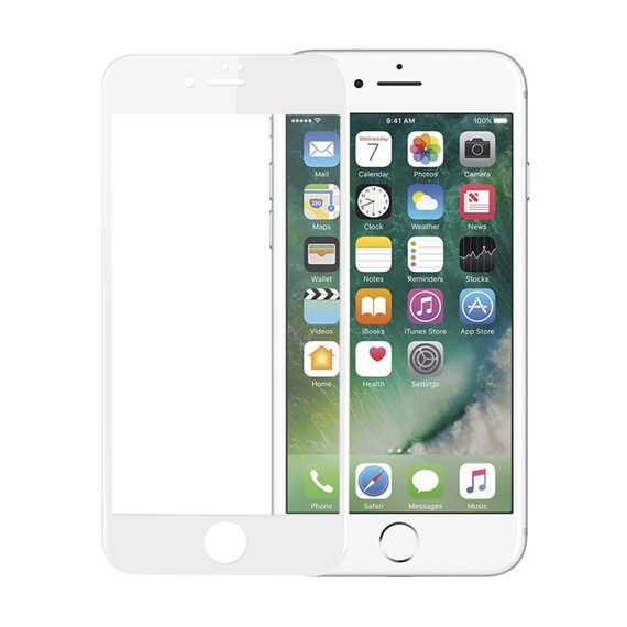Microsonic Apple iPhone 8 Tam Kaplayan Temperli Cam Ekran koruyucu Kırılmaz Film Beyaz 1
