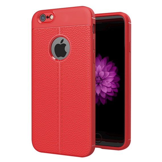 Microsonic Apple iPhone 8 Kılıf Deri Dokulu Silikon Kırmızı 1