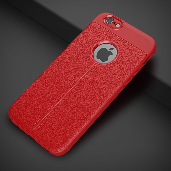 Microsonic Apple iPhone 8 Kılıf Deri Dokulu Silikon Kırmızı 3