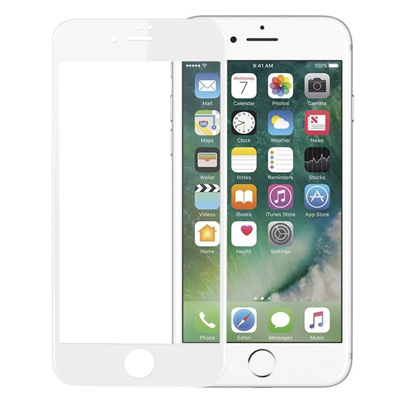 Microsonic iPhone 8 Plus 3D Kavisli Temperli Cam Full Ekran koruyucu Kırılmaz Film Beyaz 1