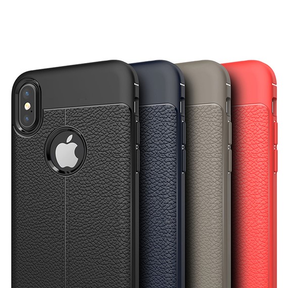 Microsonic Apple iPhone X Kılıf Deri Dokulu Silikon Kırmızı 5