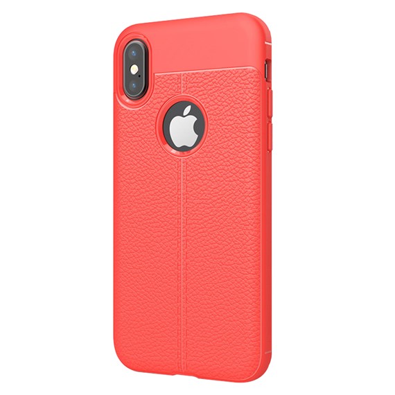 Microsonic Apple iPhone X Kılıf Deri Dokulu Silikon Kırmızı 2