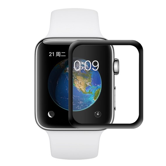 Microsonic Apple Watch Series 2 42mm 3D Kavisli Temperli Cam Full Ekran koruyucu Kırılmaz Film Siyah 1