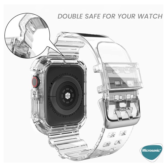 Microsonic Apple Watch Series 7 45mm Kordon Transparent Clear Band Şeffaf 3