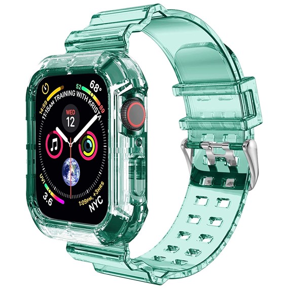 Microsonic Apple Watch Series 8 41mm Kordon Transparent Clear Band Yeşil 1