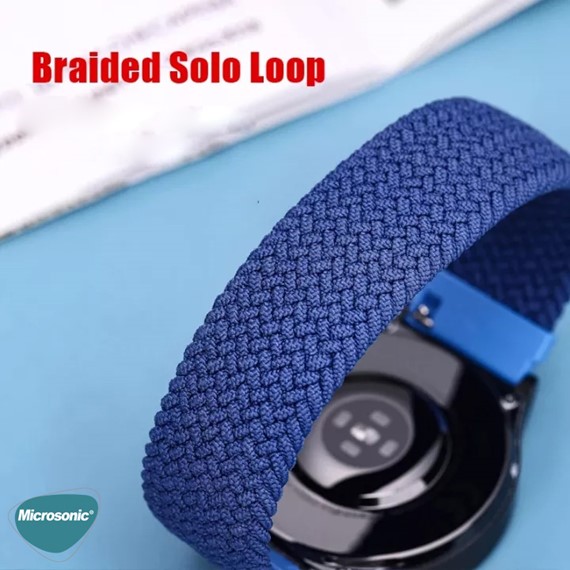 Microsonic Huawei Watch 4 Kordon Small Size 135mm Braided Solo Loop Band Lacivert 5
