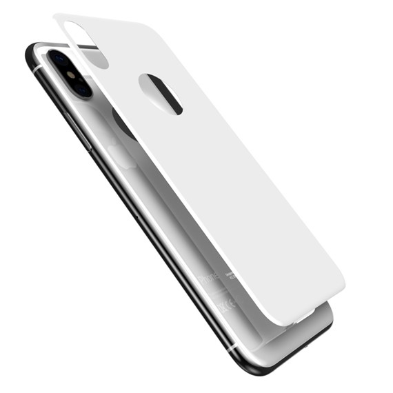 Microsonic Apple iPhone X Tam Kaplayan Arka Temperli Cam Ekran koruyucu Kırılmaz Film Beyaz 2