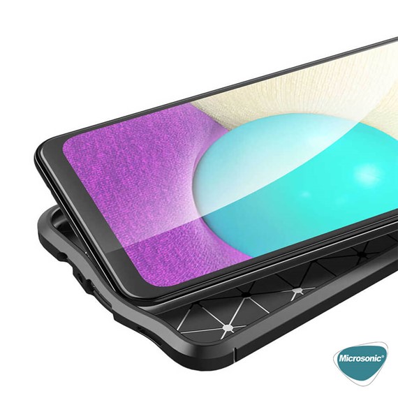 Microsonic Samsung Galaxy A02 Kılıf Deri Dokulu Silikon Siyah 7