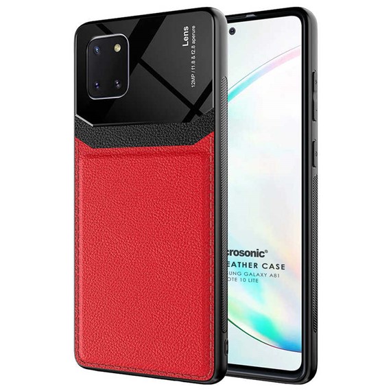 Microsonic Samsung Galaxy A81 Kılıf Uniq Leather Kırmızı 1