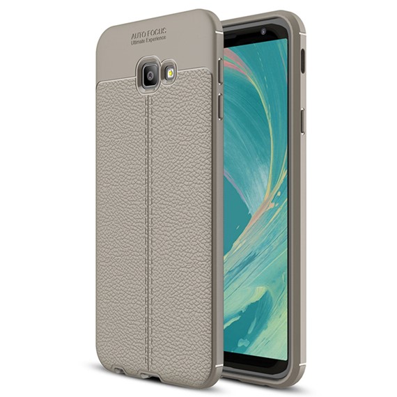 Microsonic Samsung Galaxy J4 Core Kılıf Deri Dokulu Silikon Gri 1