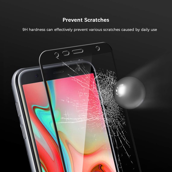 Microsonic Samsung Galaxy J4 Core Tam Kaplayan Temperli Cam Ekran koruyucu Siyah 4