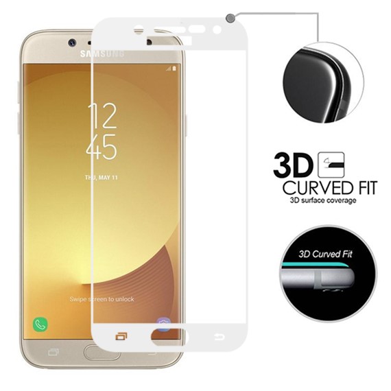 Microsonic Samsung Galaxy J5 Pro Tam Kaplayan Temperli Cam Ekran koruyucu Kırılmaz Film Beyaz 2