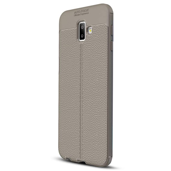 Microsonic Samsung Galaxy J6 Plus Kılıf Deri Dokulu Silikon Gri 2