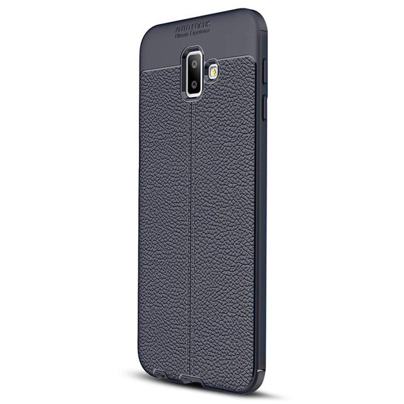 Microsonic Samsung Galaxy J6 Plus Kılıf Deri Dokulu Silikon Lacivert 2